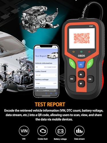 OBD2 Scanner - Car Code Reader Diagnostic Tool for Check Engine Light, Fault Code Reader & Reset, Real-Time Data, Voltage Test, EVAP & I/M Readiness for All OBD II Cars Since 1996 OBD2 V321 — view 5