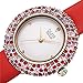 Burgi Swarovski Colored Crystal Watch - A Genuine Diamond Marker on a Slim Leather Strap Elegant Women's Wristwatch - Mothers Day Gift -BUR227RD (Red)