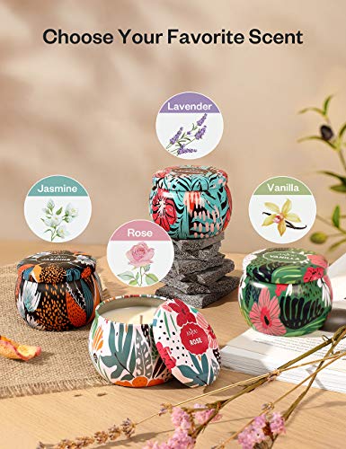 Scented Candles Gift Set, 4 Cans Made of 100% Natural Soy Wax with Essential Oils for Stress Relief, 4 Fragrances Aromatherapy Gift for Women, Bath, Yoga, Perfect for Christmas, Birthday, Mother's Day - Thumbnail 3