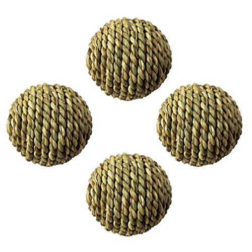 VILLCASE 4 Peças Bola Tecida de Hamster Bola de Grama Natural Bola de Coelho Coelho Mastigar Bola de
