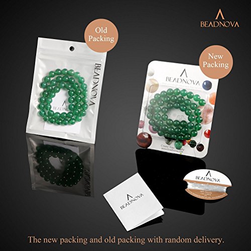 Image of BEADNOVA 8mm Natural Green Agate Gemstone Round Loose Beads for Jewelry Making (45-48pcs)