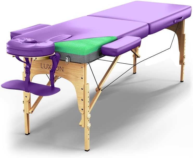 Luxton Home Premium Foam Massage Table Portable Foldable Massage Bed Adjustable Height, 72 inches Long, 27 Inches Wide, Home Salon Spa Bed with Carrying Case, Easy Set Up