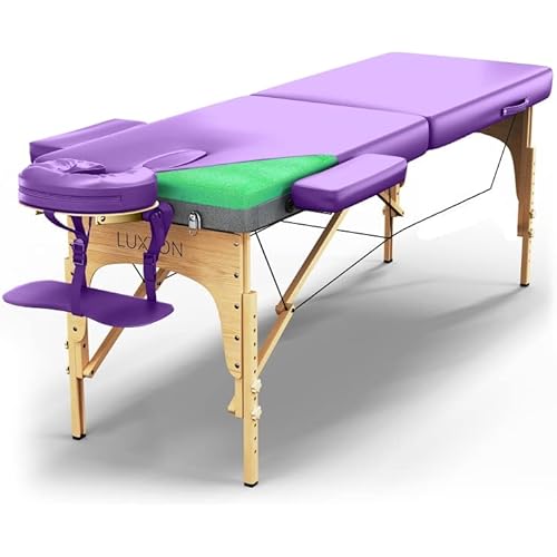 Luxton Home Premium Foam Massage Table Portable Foldable Massage Bed Height Adjustable, 72 Inches Long 27 Inches Wide Home Salon Spa Bed Tattoo Table with Accessories & Carrying Case, Easy Set Up