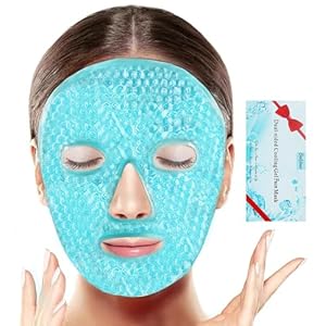 BeeVines Ice Face Mask, Cooling Gel Pack for Puffy Eyes, Cold & Hot Reusable Compress, Frozen Eye Packs Masks for Women for Dark Circles, Puffiness & Allergies (One Pack Blue)