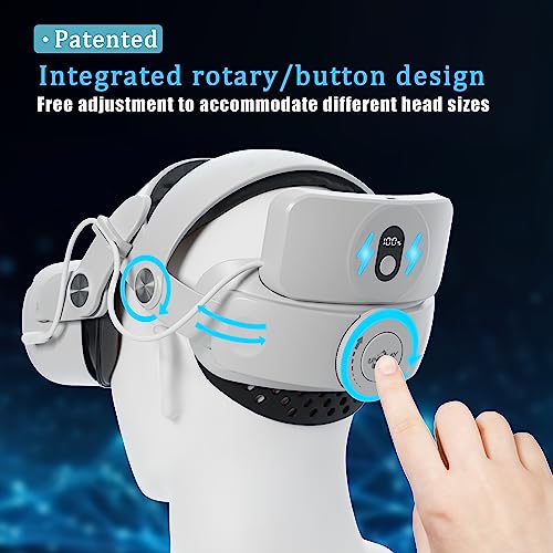 Uniplay Head Strap for Quest 2 with Magnetic Cobalt Battery 4-5H Adjustable Headstrap VR Accessories Elite Strap 5300mAh with USB/Type-C Port/LCD Digital Display for VR Headset - Thumbnail 3