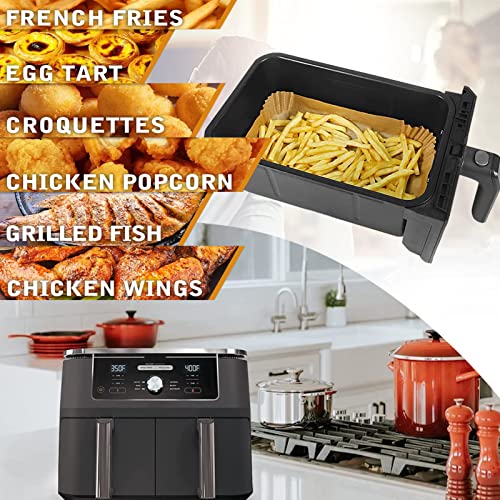 Air Fryer Disposable Paper Liner Rectangular For Dual Basket Air Fryer, 100Pcs Rectangle Air Fryer Parchment Paper Liner For Ninja 2-Basket, Instant Pot Vortex Plus, Powerxl Vortex, Dualzone Air Fryer #TOP6