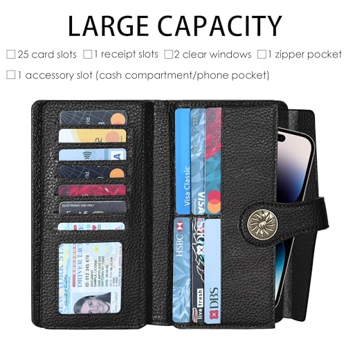 Travelambo Wallets Women Rfid Large Capacity Luxury Waxed Leather Clutch Wallet Multi Card Organizer thumb #1