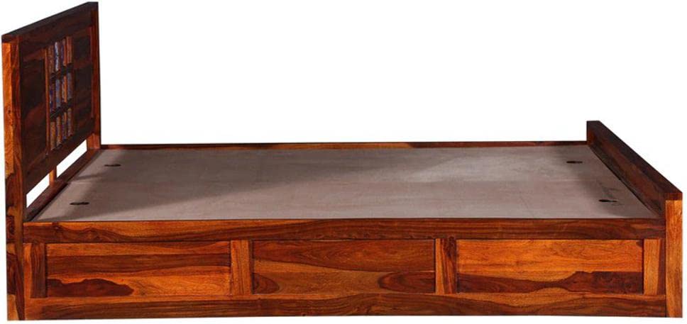 Image of Amelia Sheesham Wood King Size Bed Maple Finish Mattress Size- 72 x 78 Inches Without Storage Palang for Bedroom Living Room Hotel Furniture Ideal for Home Decor | DIY Assembly