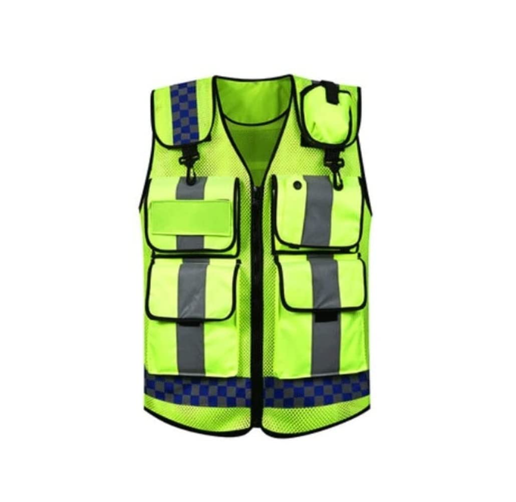 Alta Visibilidad de Seguridad de Seguridad de Trab Traje reflectante for motocicleta, chaleco reflectante de seguridad de color amarillo fluorescente, chaleco de construcción de tela de malla transpir