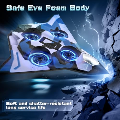 Image of Foam RC Aeroplane for Children with Light, 360 Flip, 2.4 GHz Remote Controlled Aircraft Altitude Hold, Headless Mode, RC Tarpaulin Fighter Plane Remote Controlled Gift for Children 8-16 Years