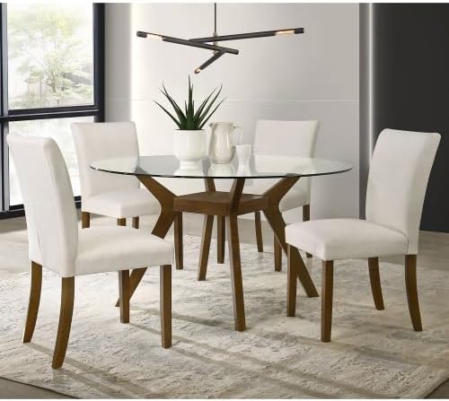 Round Glass Top Dining Table - Mid-Century Modern Style
