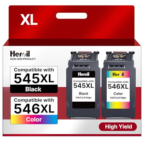 Heroil PG-545XL CL-546 XL Reemplazo para Canon 545 546 Tinta Impresora para Canon 545 y 546 XL para Canon Pixma TS3350 TS3355 TS3150 TS3400 TS3450 TR4650 TR4651 TR4550 TR4551 MG2550s MG2950 (2-Pack)