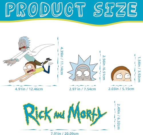 Rick and Morty Stickers, Funny Car Decals for Windows Bumper Laptop Motorcycle Helmet