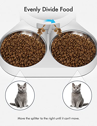 Image of PETLIBRO Pet Food Splitter with Stainless Steel Bowls, Automatic Cat Feeder Bowls for Two Cats or Dogs, Suitable for PETLIBRO Automatic Cat Feeder PLAF005, PLAF006, PLAF103, PLAF203, White