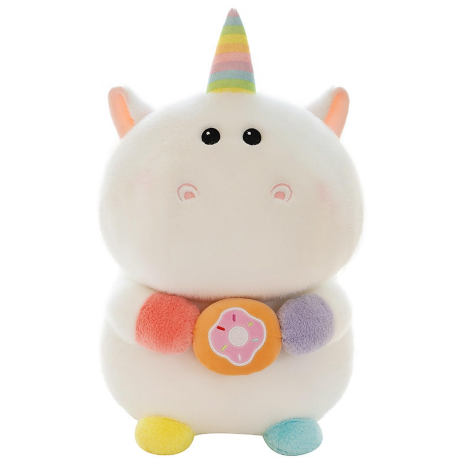 Bunter Einhorn Nilpferd Kuscheltier, 21-50cm Weiches Stofftier Kissen, Niedliches Flauschkissen für Kinder & Erwachsene, Schlafzimmer Dekoration (38cm)