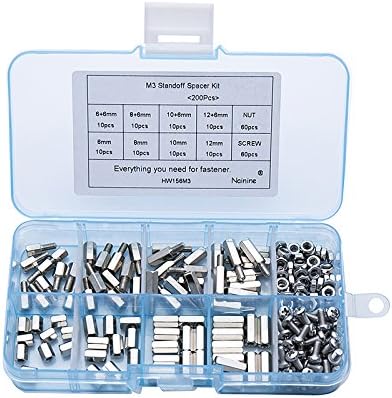 Fasteners, 200Pcs/set M3 Hex Nut Spacing Screw Male Female Threaded Pillar PCB PC Motherboard Nickel Plated Standoff Spacer Kit HW156