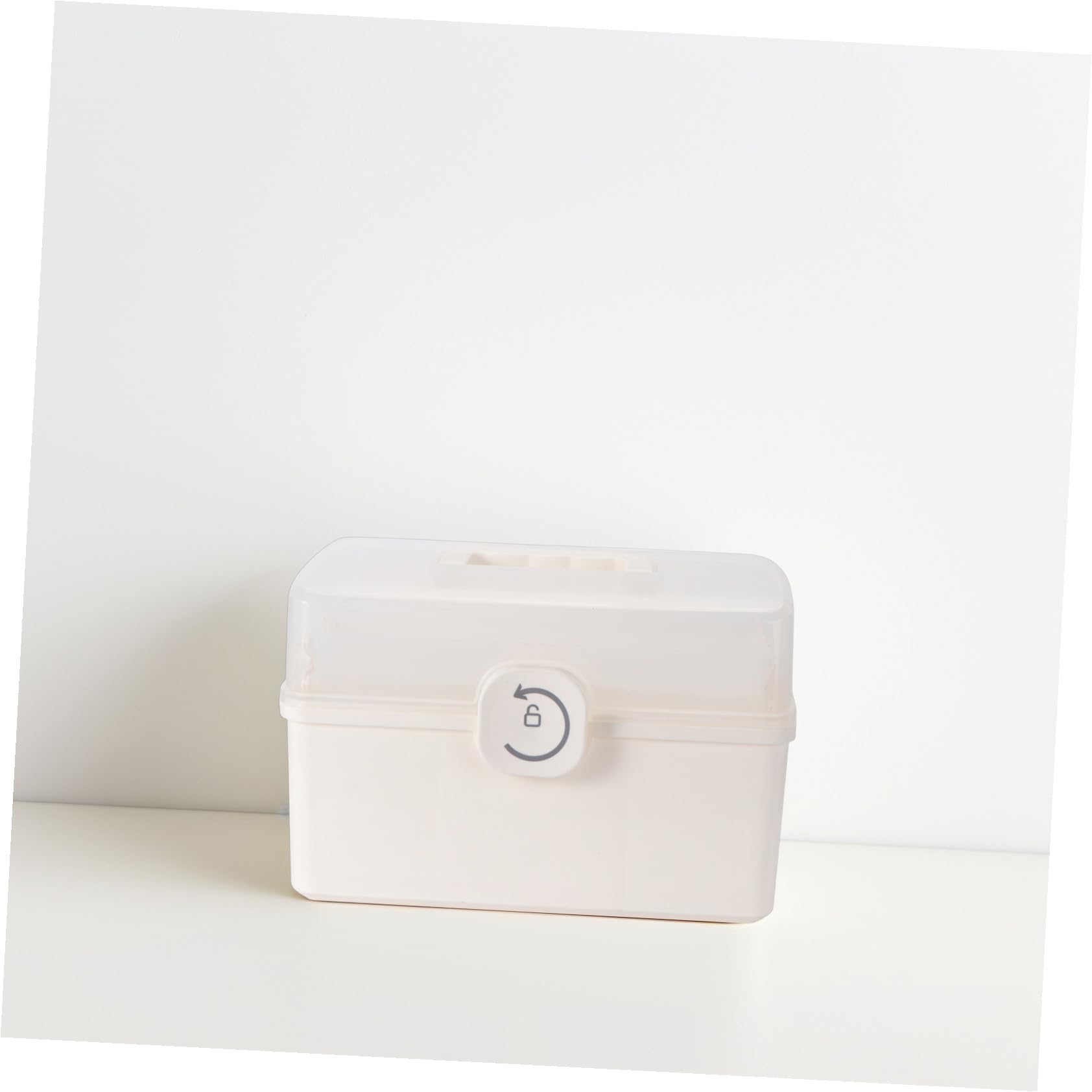 Mikinona Scatola Manico e Chiusura Rotante Portatile per Medicinali in Plastica Bianca Design Multi-strato per Casa e Uso Domestico