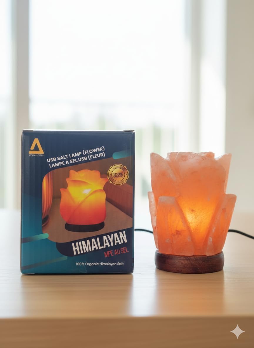 HL Himalayan Pink Salt USB Multi Colored lamp (Flower)