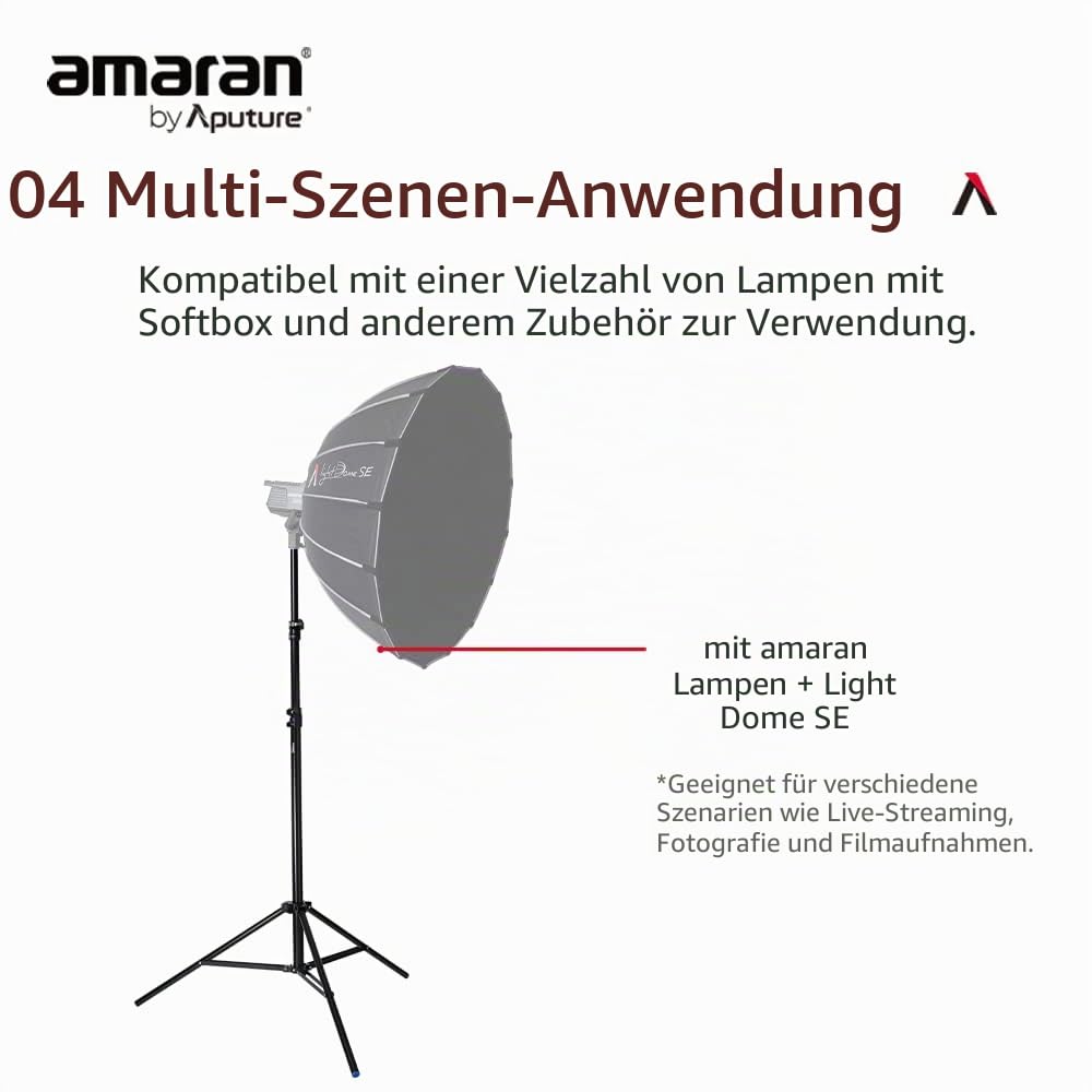 Aputure Light Stand Dreibeinstativ mit Luftpolster, 2,8 m, leichtes Aluminium-Design