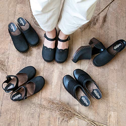 Sandgrens Swedish Wooden Low Heel Clog Sandals For Women, Us 7-7.5 | Milan Black Dk, Eu 38 #TOP3