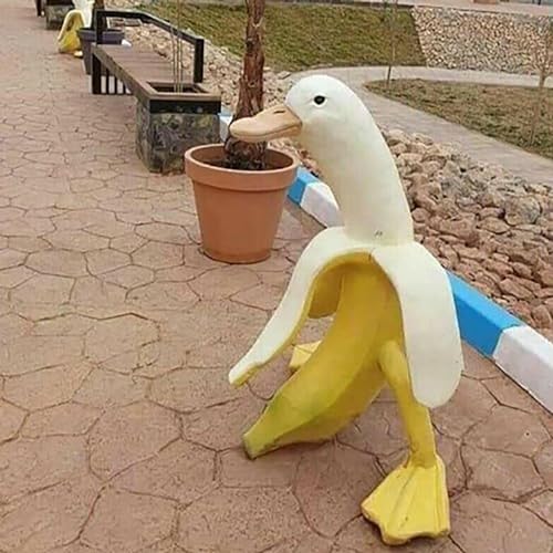 CXML&DASHE Statue de canard banane, art fantaisiste de la cour de banane, canard de banane pelé, statue créative pour jardin, cour, extérieur – vue 2