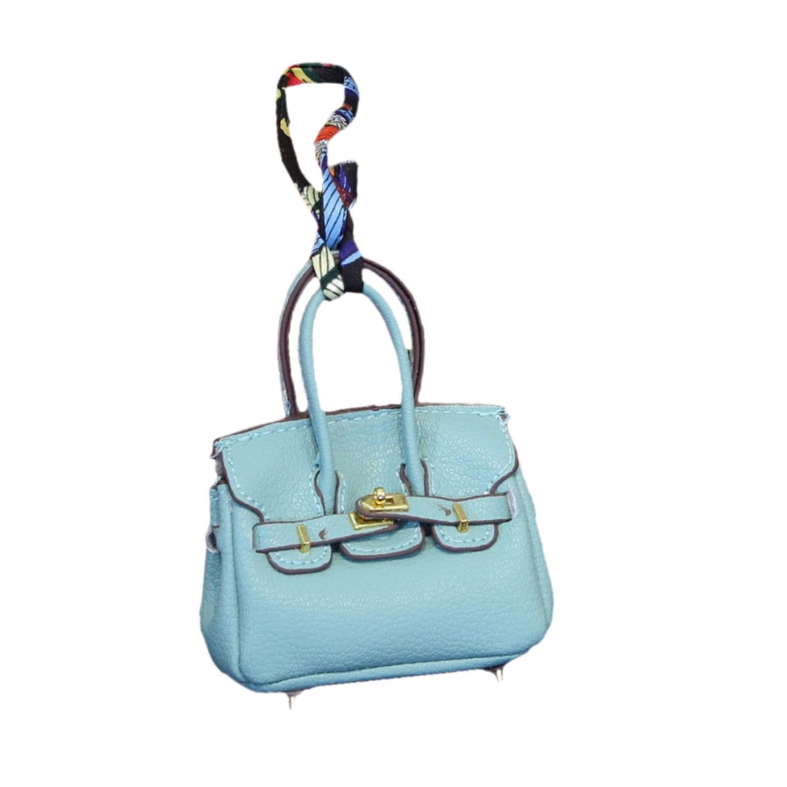 Car Key Case Lipstick Bag Cute for Women Girls Portable Mini Handbag Pendant Blue-image-4