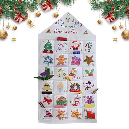 Calendrier de l'Avent à suspendre idéal comme cadeau de Noël traditionnel en tissu