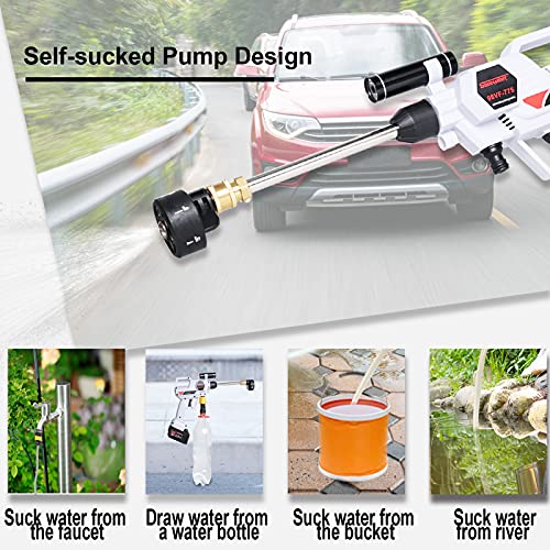 21V Cordless Pressure Washer, Max 870Psi, 2.11Gpm, Electric Portable Pressure Washer With 6-In-1 Adjustable Nozzle, Battery And Charger With Accessories For Cleaning Floor Watering Car Flowers Fences #TOP2