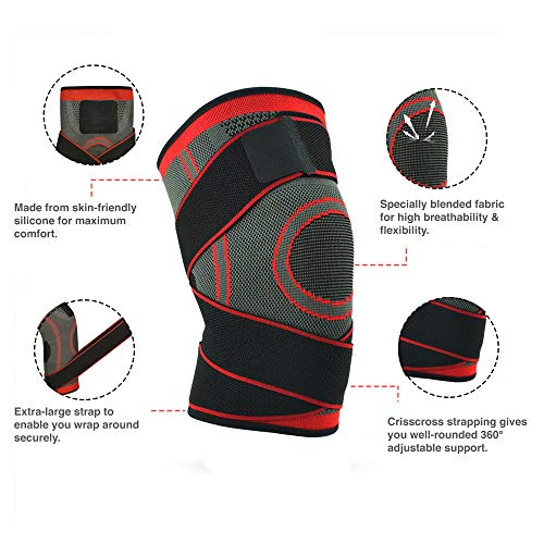 XN8 Kniesteun Verstelbare Kniecompressie Brace Kniebandage Voor Gewrichtspijn Hardlopen Squats Sport Joggen Fitness… - Image 3