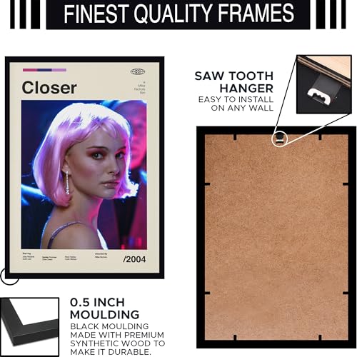 Image of BLINKART Closer (2004) Movie Poster Frame 8x12 Inch | Premium 300 GSM Paper Wall Print | Mid Century Vintage Film Artwork for Home, Bedroom, Living Room, Office | Framed Photo Decor