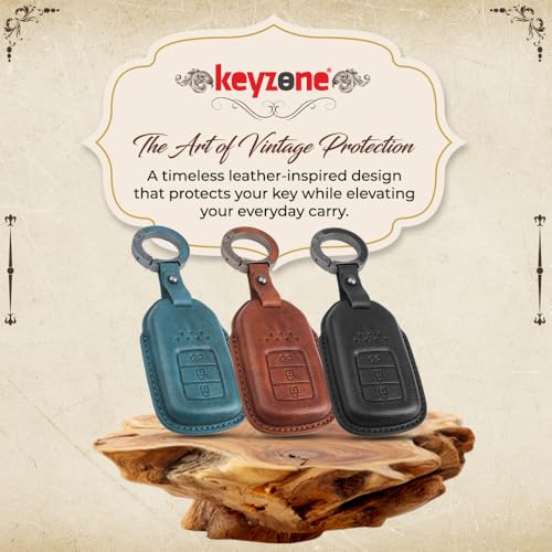 Image of keyzone dual leather key cover for Honda City, Accord, Amaze, CR-V, WR-V 3 button smart key