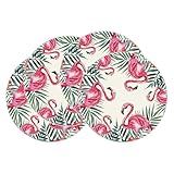 XCHI Flamingos Palm Leaves Flowers Summer Round Placemats Set of 4 Table Mats 14x14 Inch