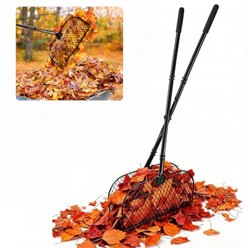 Kottwca Garden Leaf Grabber Tool Long Handled Lawn Leaf Scoops with Comfort Grip Lightweight Metal Leaves Collector for Autumn Leaves Grass Clippings Yard Debris