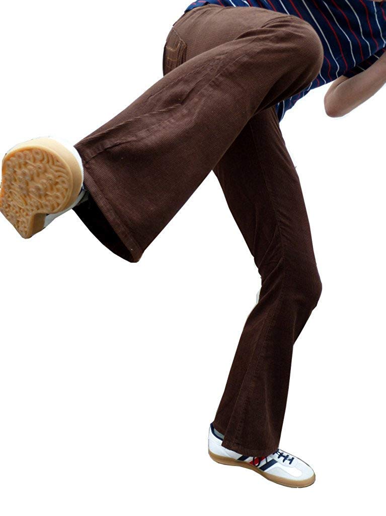 da uomo retrò marrone fondo campana velluto a coste A ZAMPA VINTAGE ANNI '60 pantaloni - Marrone, Marrone, 36W x 34L