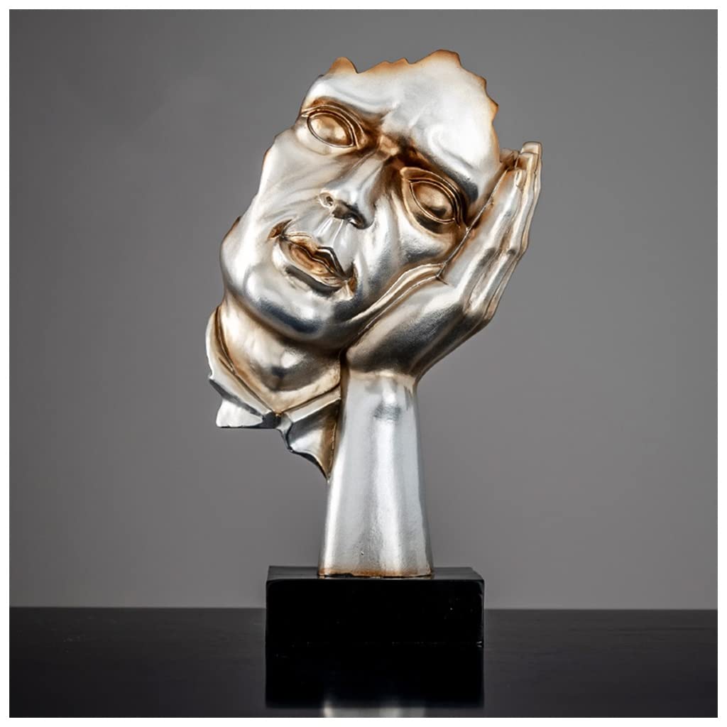 GHKryD statue, Resin Abstract Sculpture No Hear No See No Speak Creative Decorative Objects for Piano Desktop Office Study(Champagne Color,Style3)