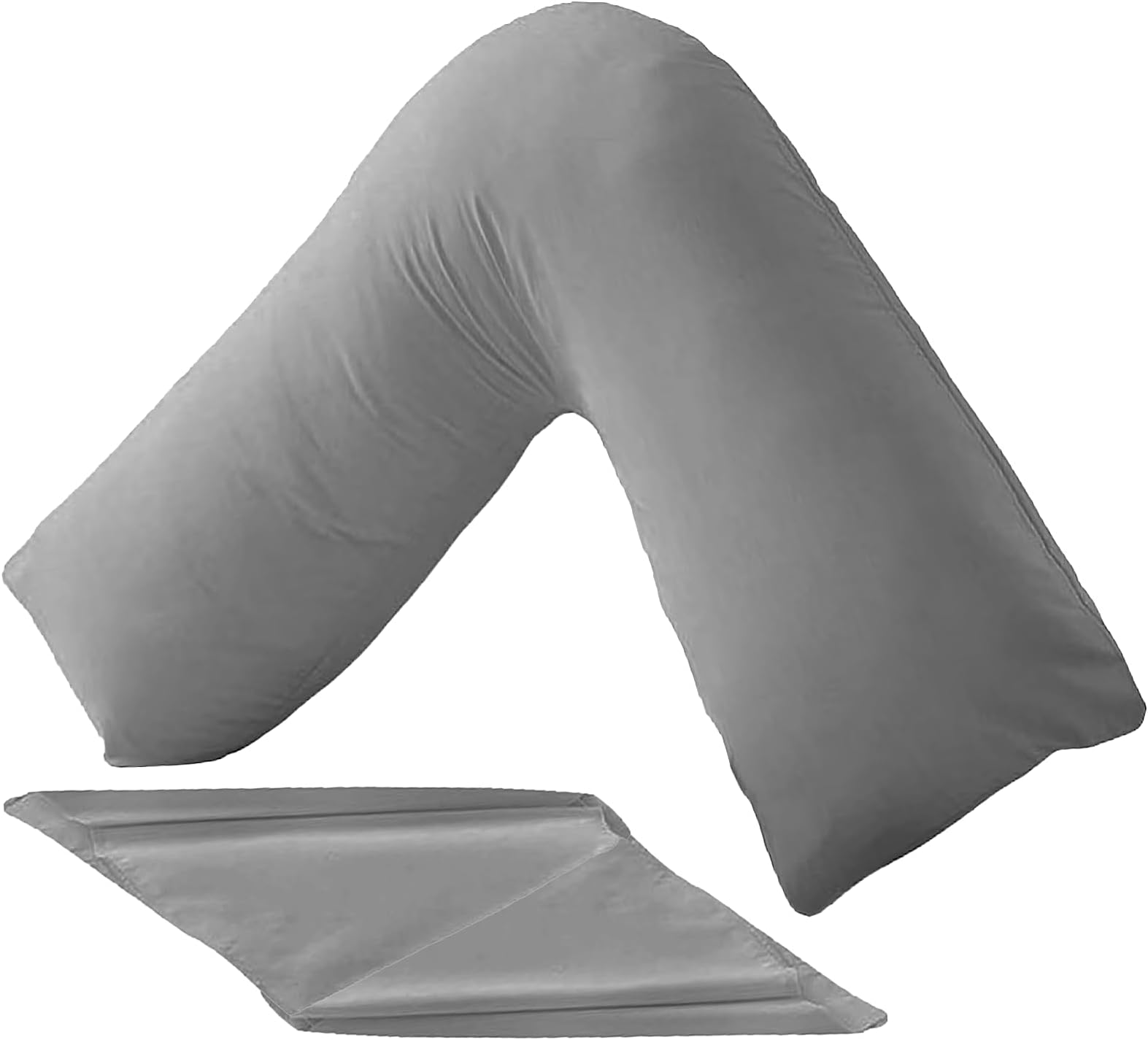 V Shaped Luxury Support Pillow Orthopaedic Maternity Extra Filled For Neck And Back Support (Grey) (Grey)