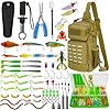 THKFISH 79 Pcs Fishing Tool Kit, Sac &agrave; dos de p&ecirc;che avec des Bo&icirc;tes &agrave; Enrouler Pinces De P&ecirc;che Kit De P&ecirc;che App&acirc;t Leurre Gear Kit Inclure Fish Hook Remover, Leurres de p&ecirc;che, Lip Gripper