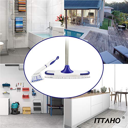 Ittaho Floor Scrub Brush With Long Handle - 53 Inch Deck Brush,Grout Cleaner Brush And Small Cleaning Brush Set For Scrubbing Tile Marble Stone Bathroom Patio Garage Deck Floor Brush Cleaning thumb #6