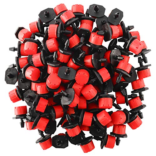 Sparkfire 100pcs 360 Degree Adjustable Irrigation Drippers Sprinklers, 1/4 Inch Emitters Drip for Watering System