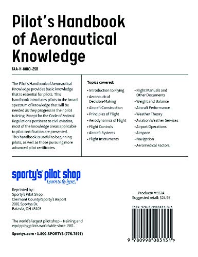 Pilot's Handbook of Aeronautical Knowledge 0998083135 Book Cover