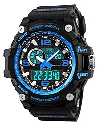 BHGWR Orologio sportivo uomo, impermeabile digitale militare orologi con conto alla rovescia/timer/allarme per da corsa, LED analogico orologio da polso uomo adolescente bambini e ragazzi – blu by