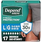 Depend FIT-FLEX Adult Incontinence Underwear for Men, Maximum Absorbency, L, Grey, 17 Count
