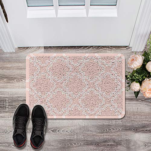 Modern Puzzle Pattern Doormat Pvc Rubber Backing Area Rugs Floor Mats Non Slip Carpet For Front Door Indoor Outdoor 24X36 Inch Pink #TOP2