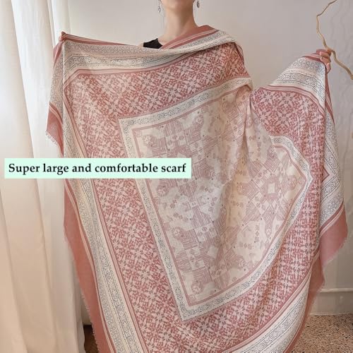 K-Elewon Large Square Scarf 51" Cotton and Linen Hand feel Scarf Fashion Scarves Hair Wrapping Scarfs Neck Scarves for Women3