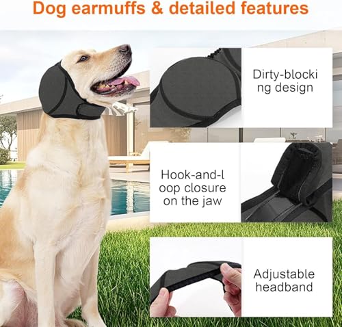 Hunde Ohrenschützer Mit Geräuschunterdrückung | Elastische Umwicklung Mit Schalldämmung - Elastischer Gehörschutz Für Hunde - Für Geräuschblockierung, Beruhigung, Winter, Baden, Trocknen (M)