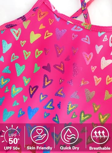 Girls One Piece Swimsuits Summer UPF 50+ Quick Dry Beach Bathing Suit Cross Shoulder Strap Swimwear 2-10 Years3