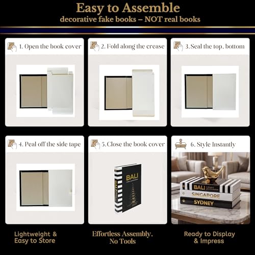 Livres de décoration en feuille noire pour table basse