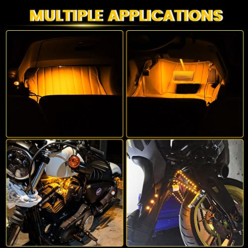 YM E-Bright Amber/Yellow Led Strip Lights for Cars 5050 SMD Waterproof Golf Cart Underglow Lights for Motorcycles Boat Scooter Bike Interior Exterior Decoration DC-12V,Pack of 4