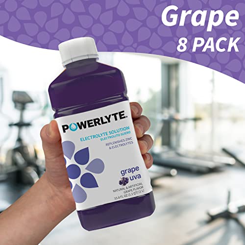 Powerlyte Sport Hydration Solution Electrolyte Drink For Adults And Children | Electrolyte Recovery And Rehydration Drink Replaces Electrolytes, Fluid & Zinc | Grape | 1 Liter | 8-Pack #TOP1