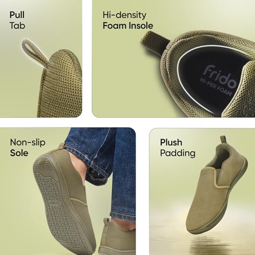 Image of Frido Cloud Comfort Slip-On Shoes for Men | Zero-Drop Barefoot Style with Wide Toe Box | Lightweight Breathable Knit Casual Walking Shoes with Flexible Sole | Natural Foot Movement